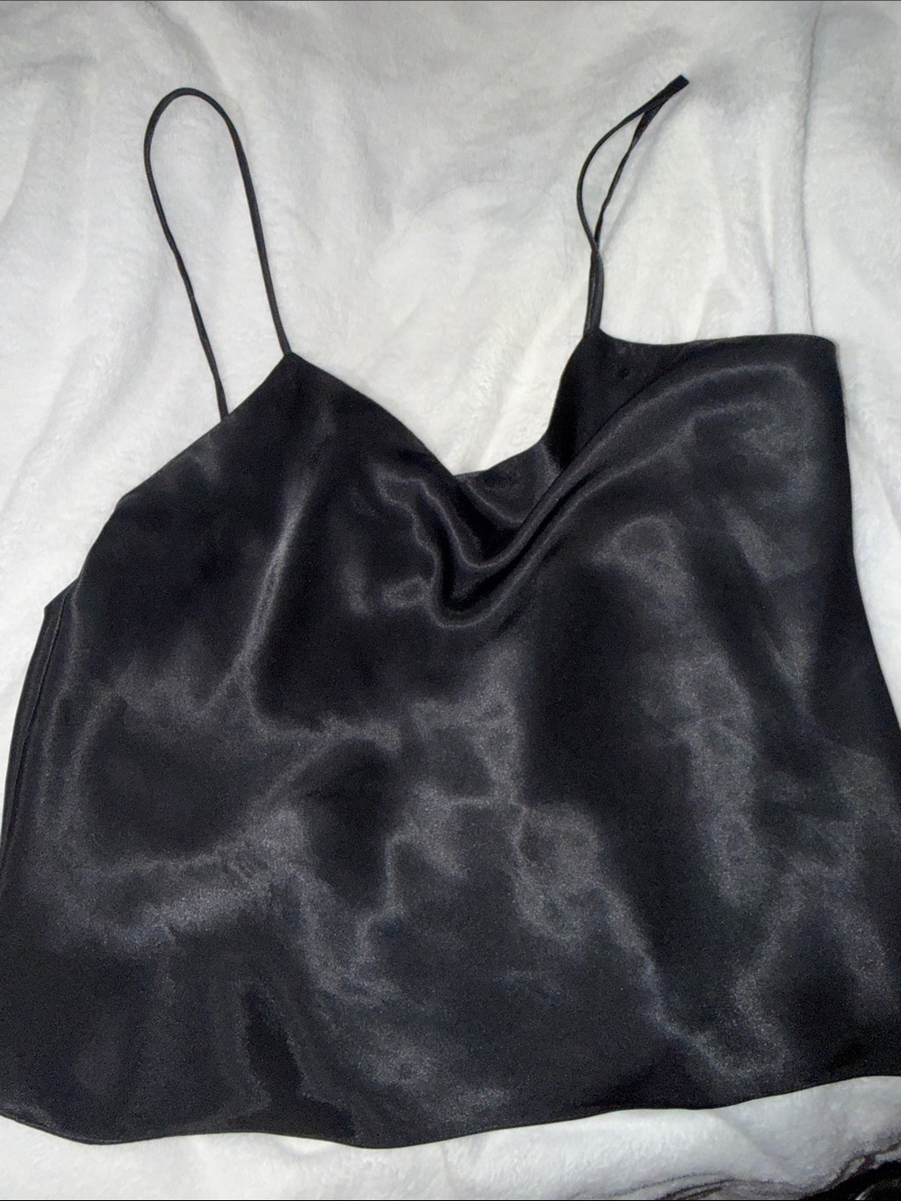 Satin Cowl Neck Camisole - Black
